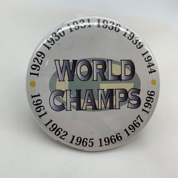 Vintage 1996 Green Bay Packers G Logo World Champs Collectible 3" Button Pin - Picture 1 of 11